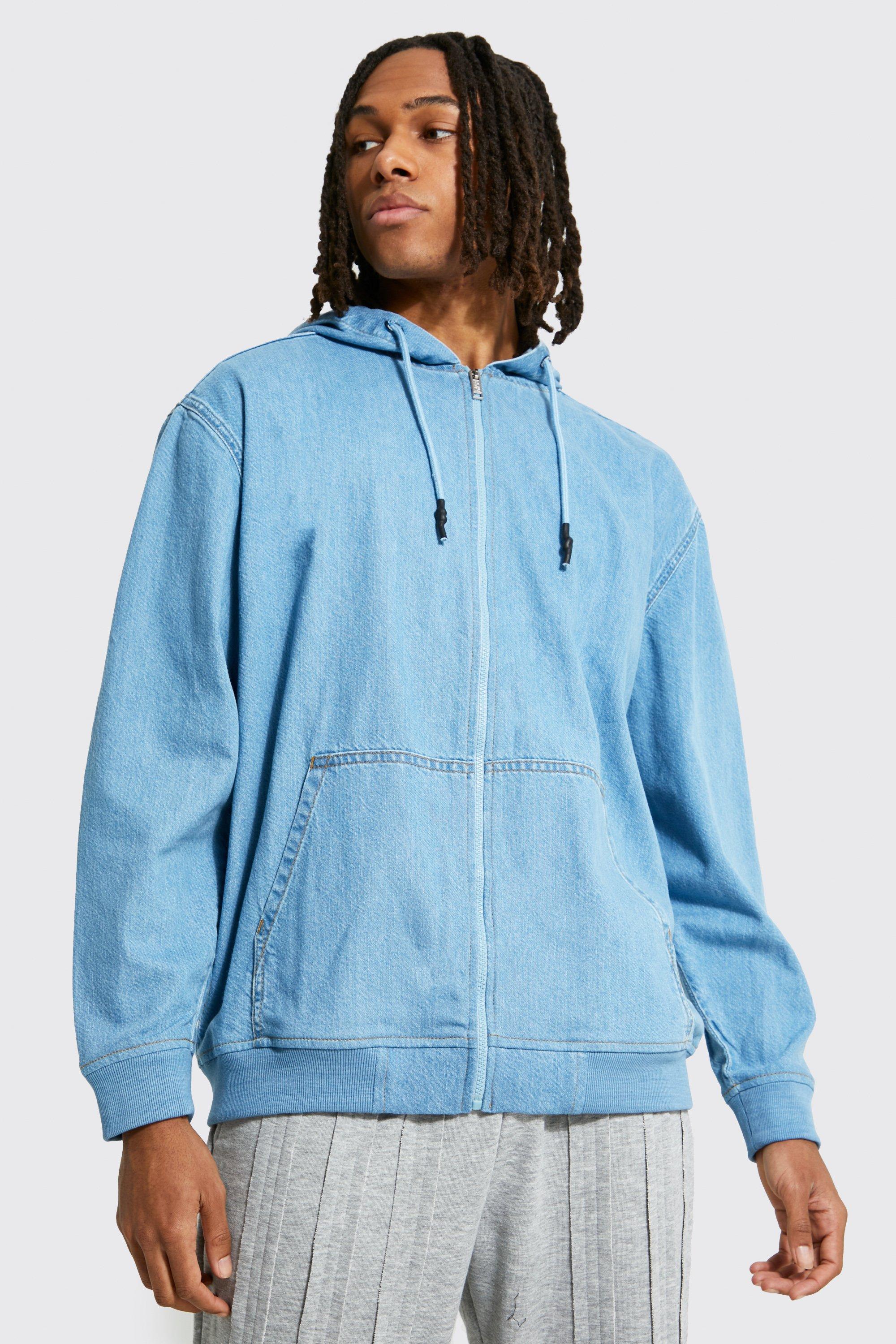 Boohooman light blue discount hoodie